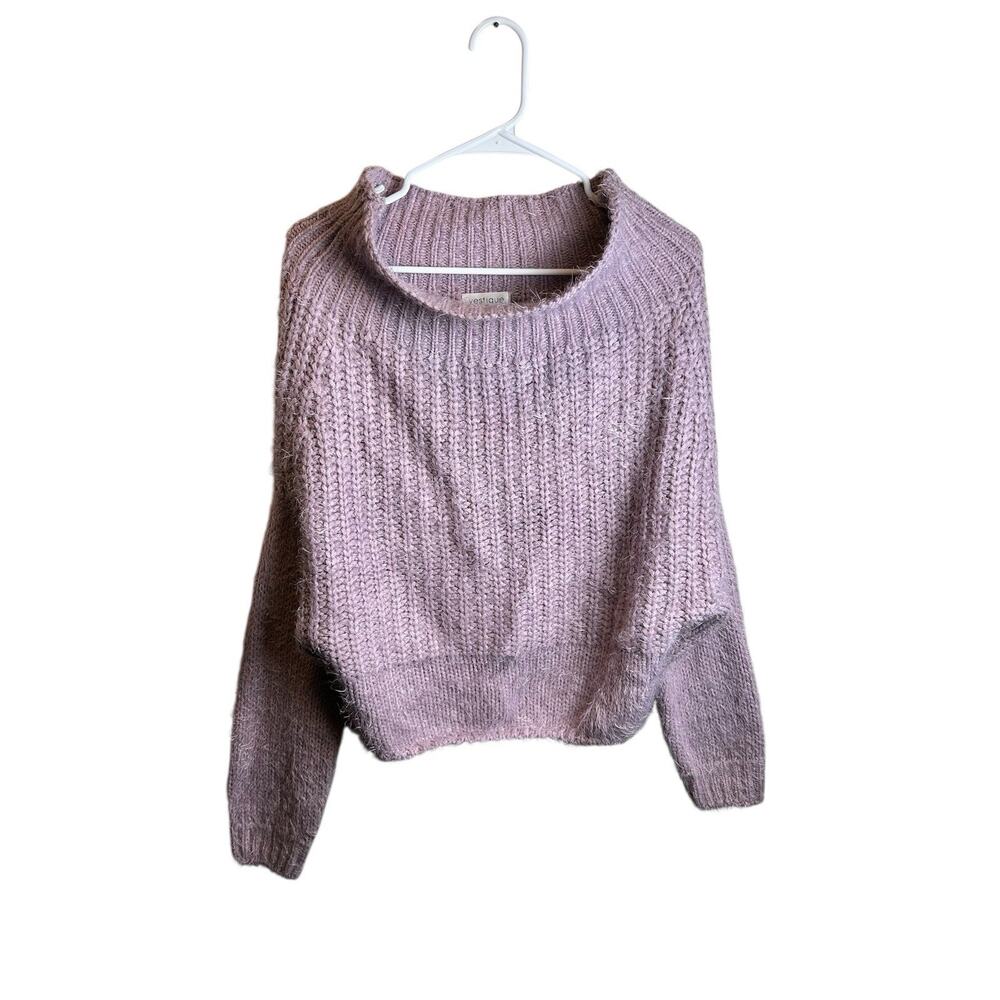 Vestique Fuzzy Lavender Relaxed Cropped Sweater Size Small